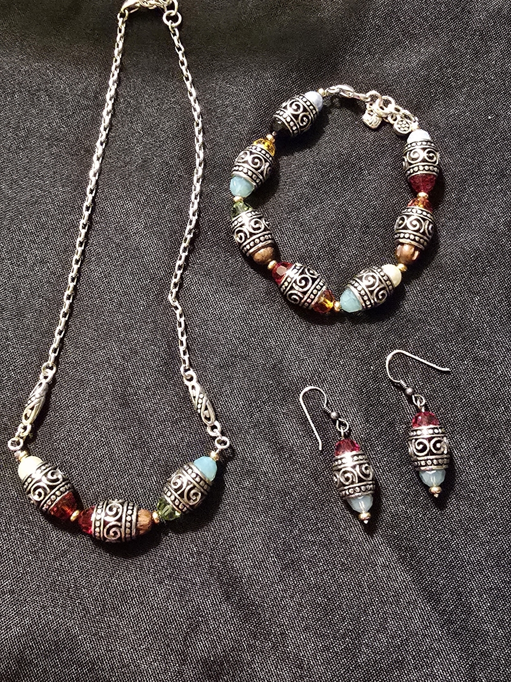 Brighton Ayu Rainbow Beaded Necklace matching bracelet and earring SET.